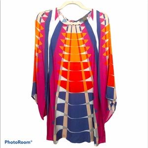 SHARON YOUNG Rising Sun Angel Sleeve Dress sz M